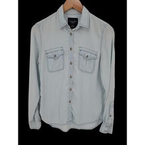 American Eagle Chambray Button Top Western Country Denim Utility Women's Size XS